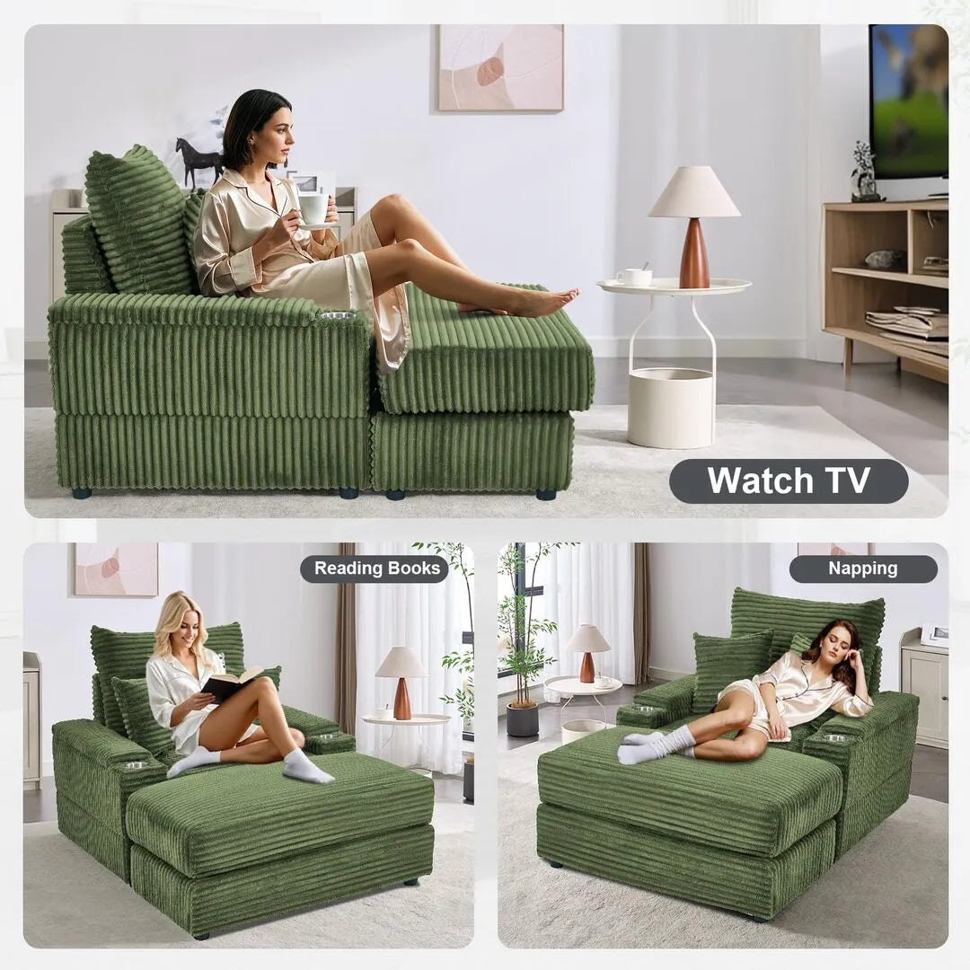 Oversized Chaise Chair Indoor with Ottoman