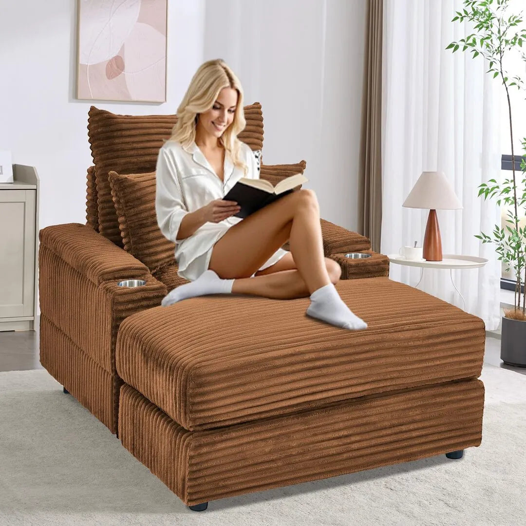 Oversized Chaise Chair Indoor with Ottoman