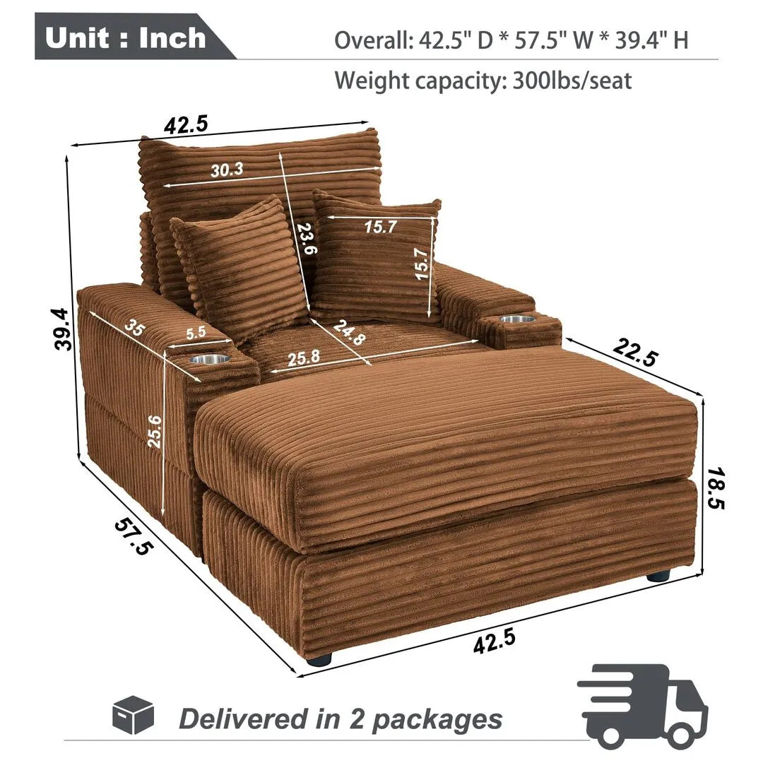 Oversized Chaise Chair Indoor with Ottoman