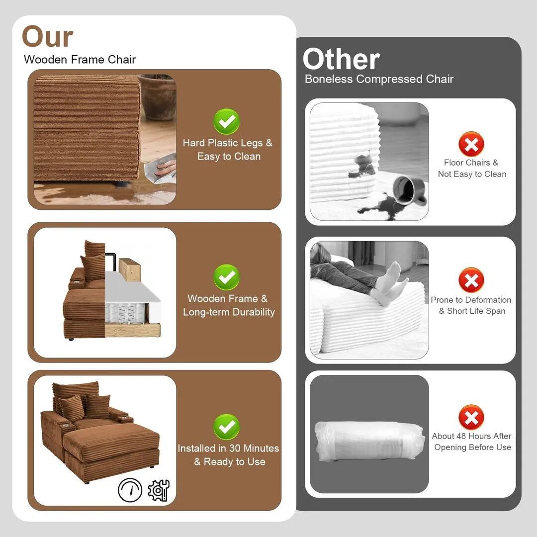 Oversized Chaise Chair Indoor with Ottoman