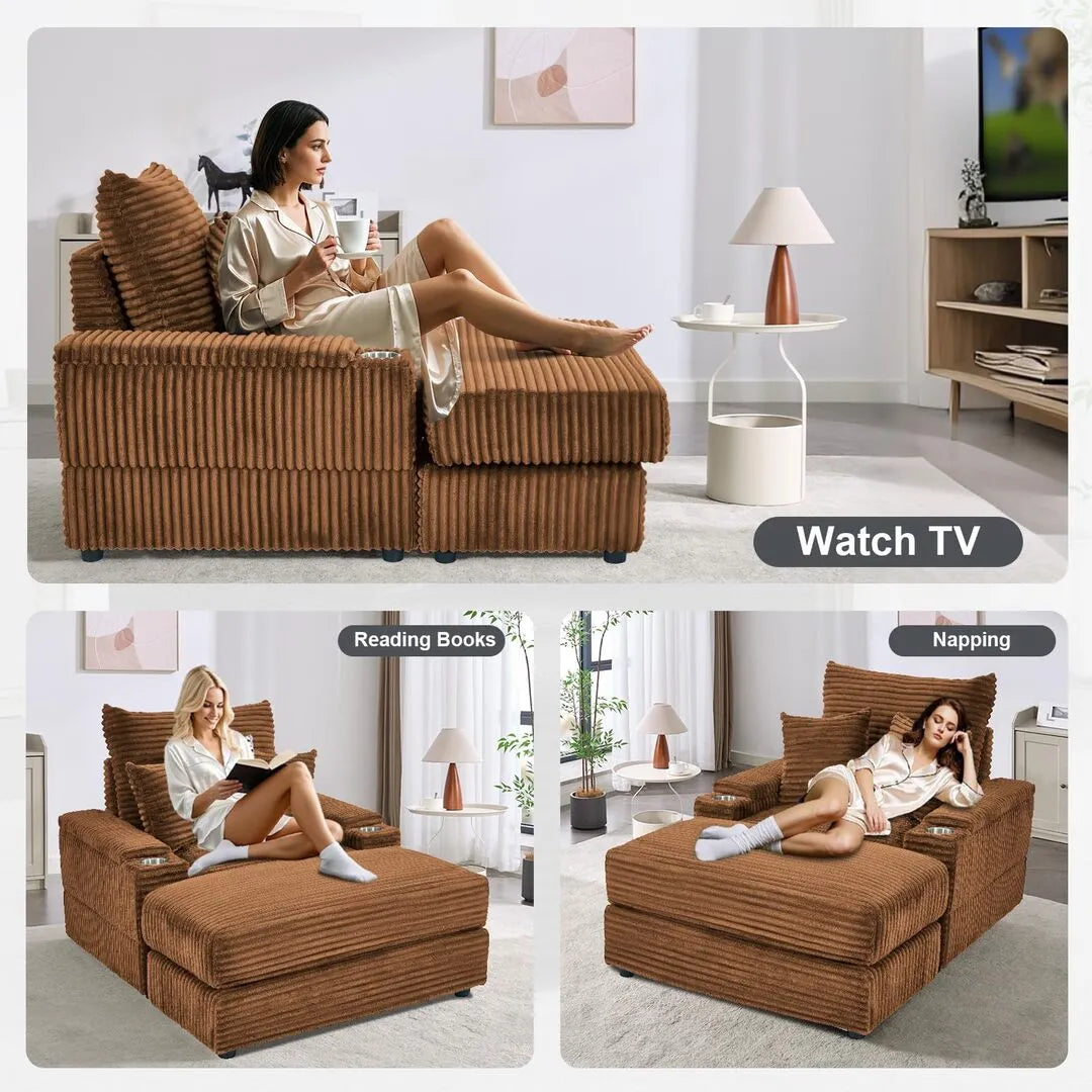 Oversized Chaise Chair Indoor with Ottoman