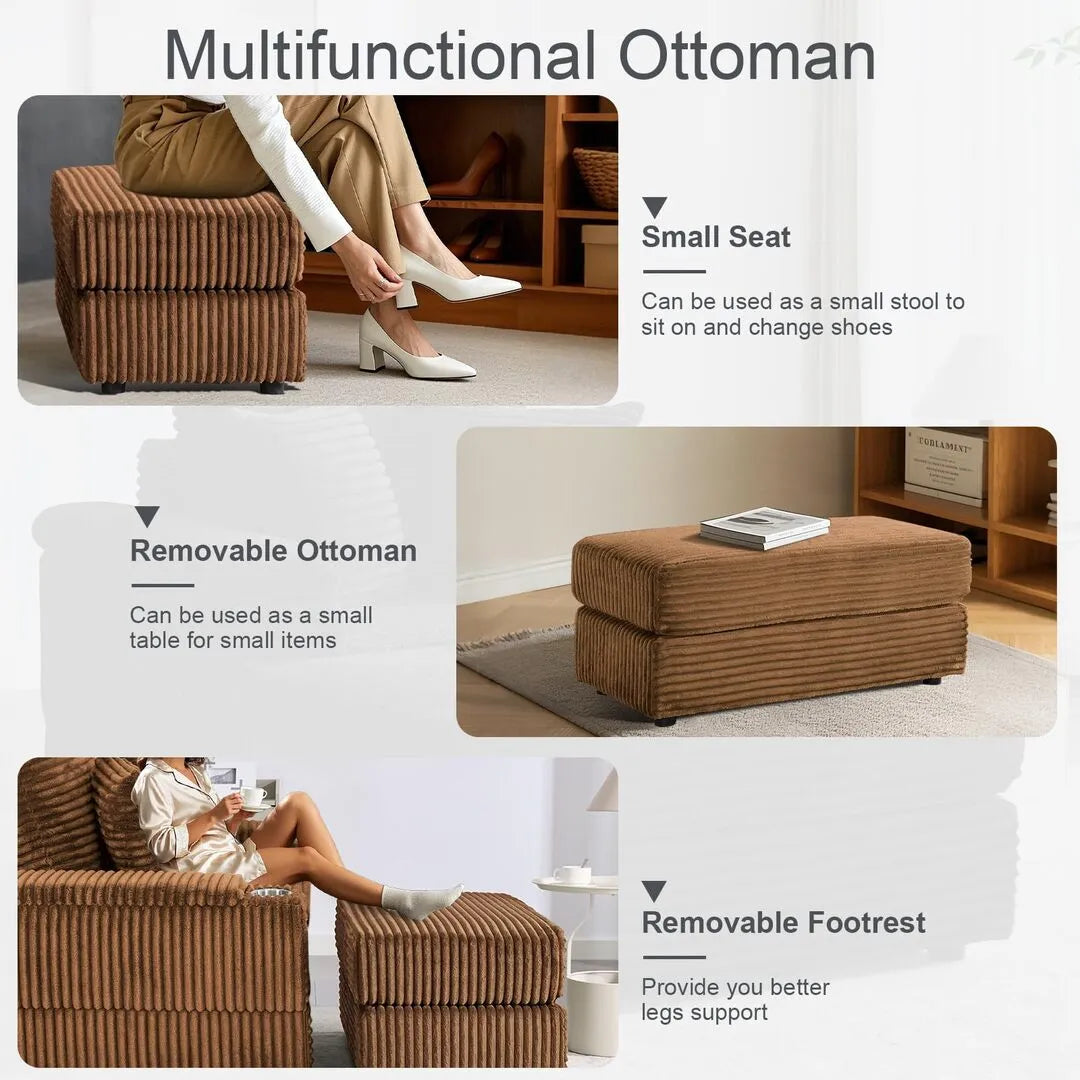 Oversized Chaise Chair Indoor with Ottoman