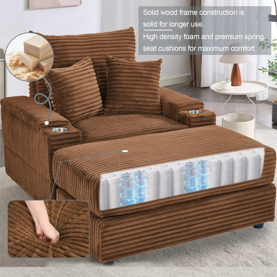 Oversized Chaise Chair Indoor with Ottoman