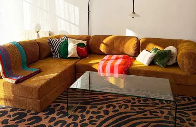 L-Shaped Modular Corduroy Sofa Bed