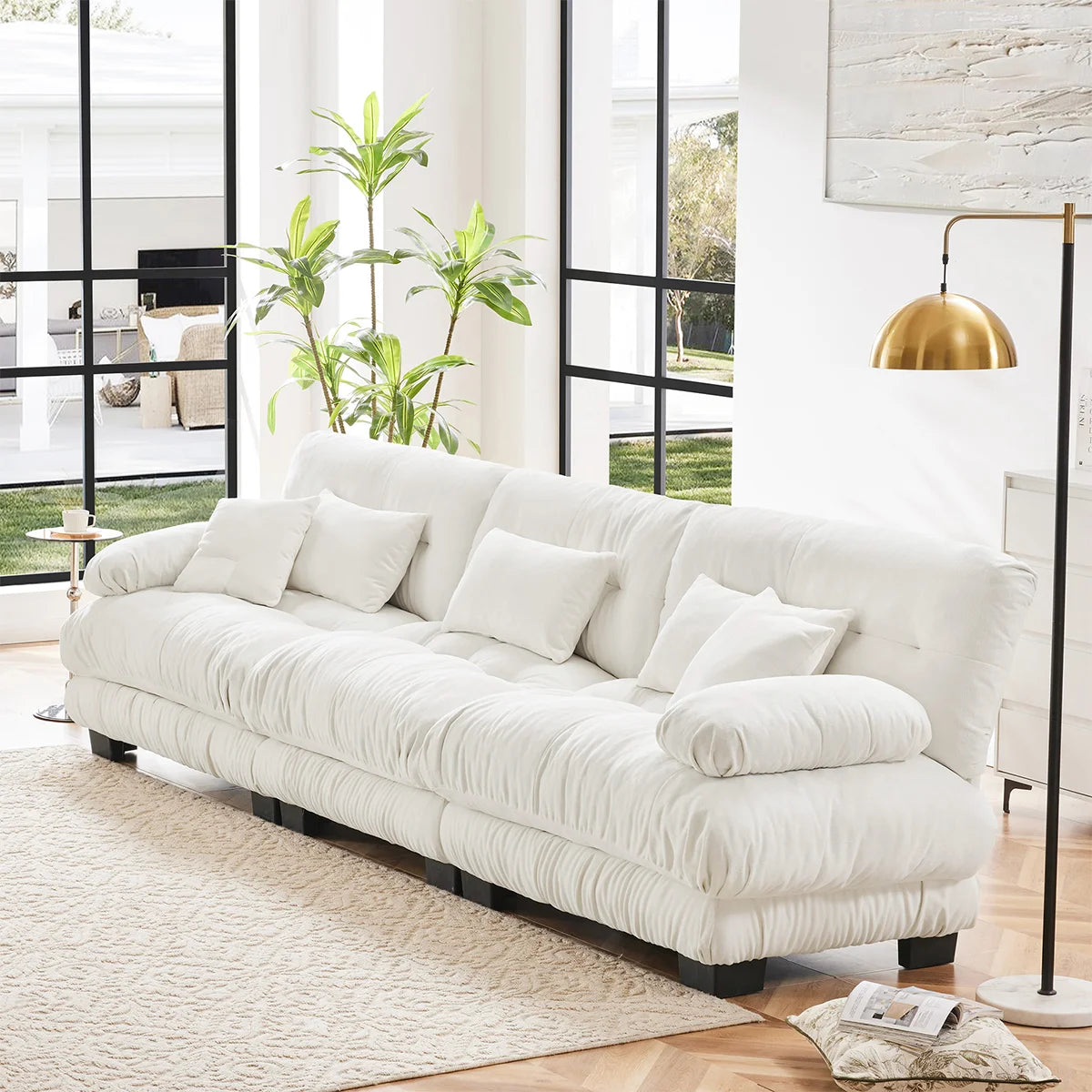 Modular Chenille Sectional Couch with Pillows
