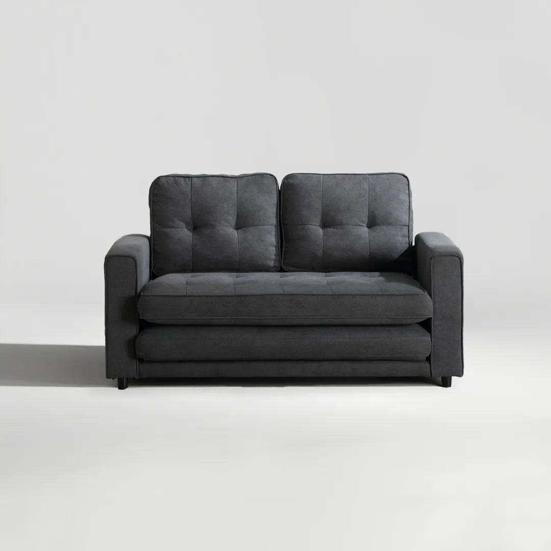 3 Fold Tufted Futon Sofa Bed with Storage Pockets