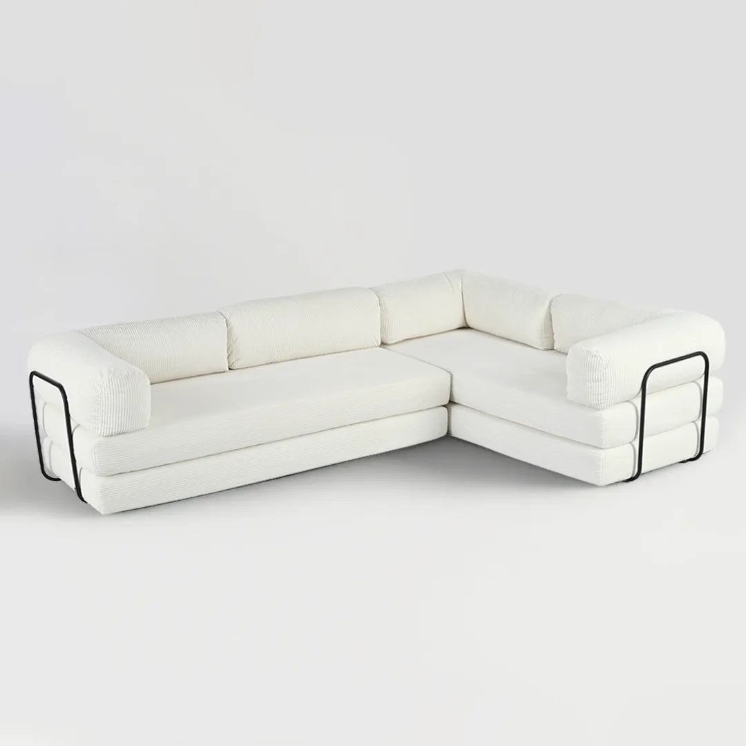 L-Shaped Modular Corduroy Sofa Bed