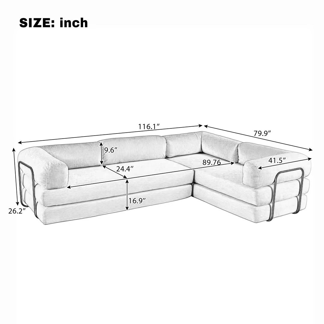 Modular Corduroy Sofa Bed