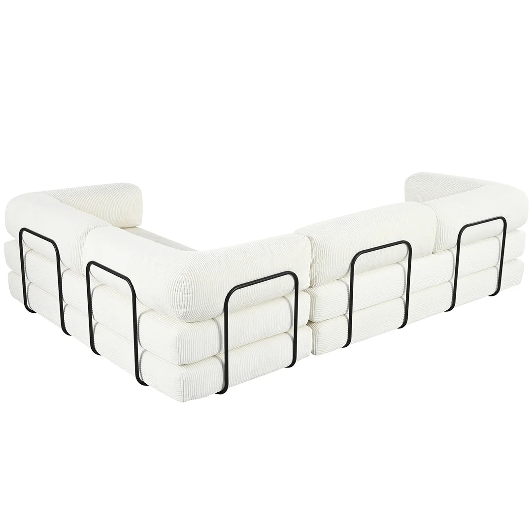 L-Shaped Modular Corduroy Sofa Bed