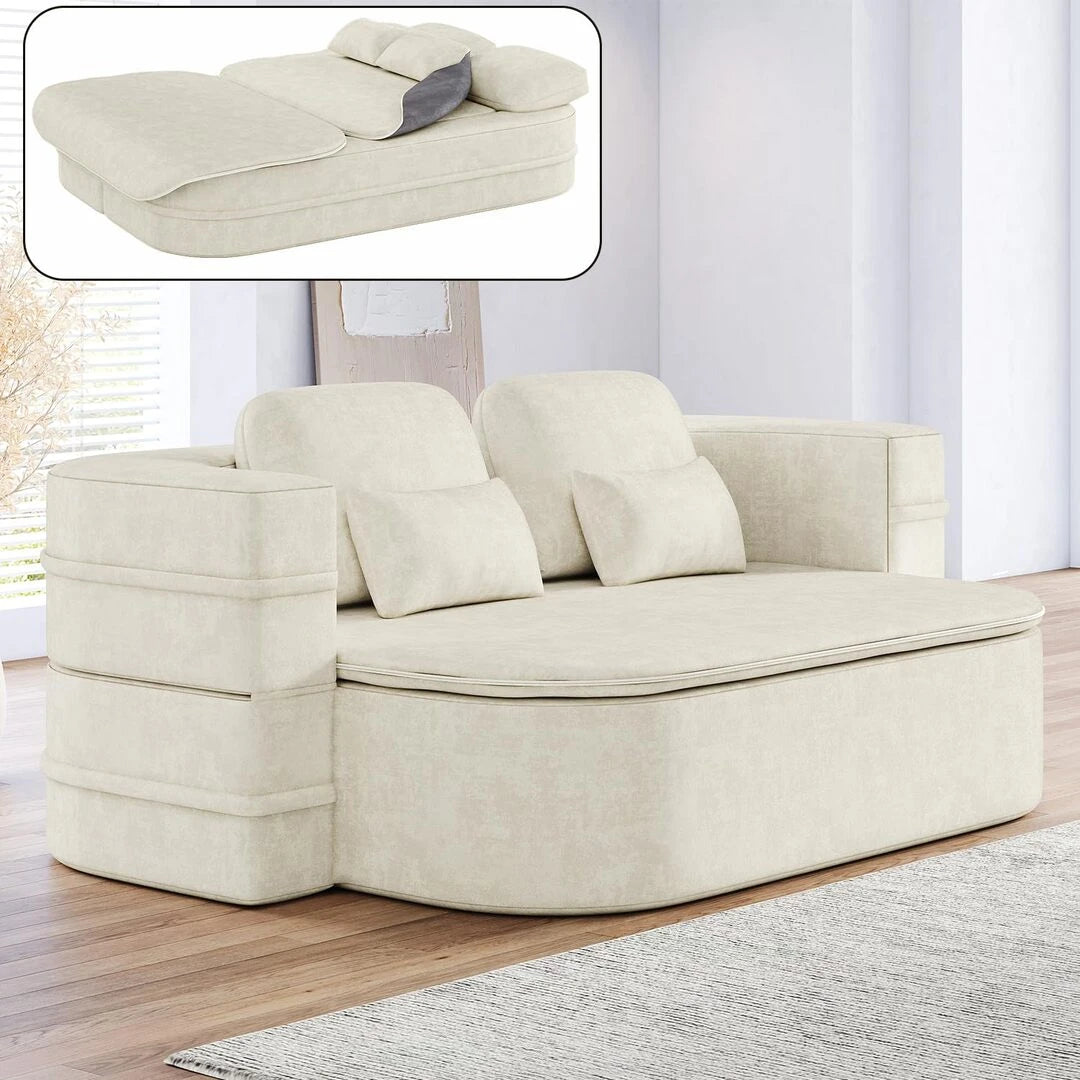 75" Full Size Folding Sofa Bed with Blanket