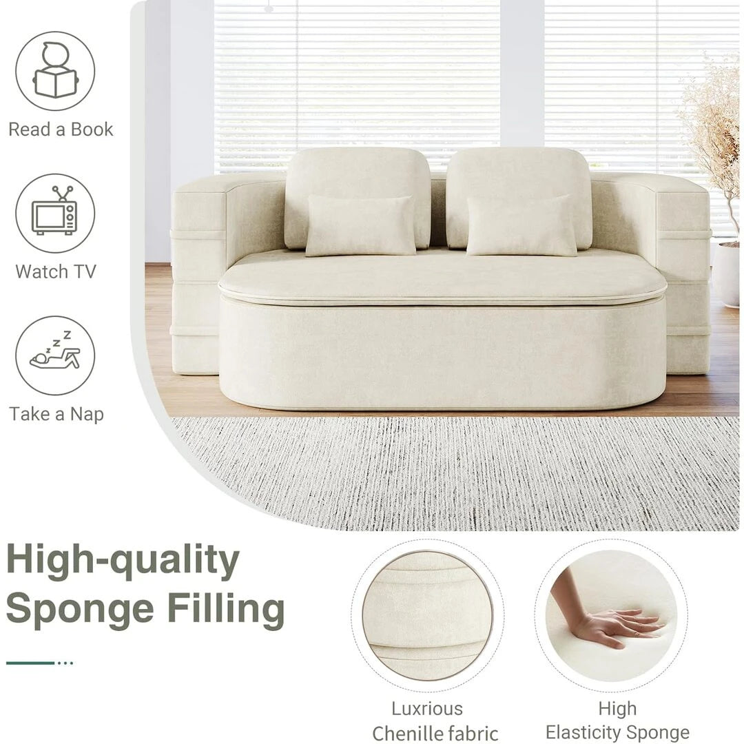 75" Full Size Folding Sofa Bed with Blanket