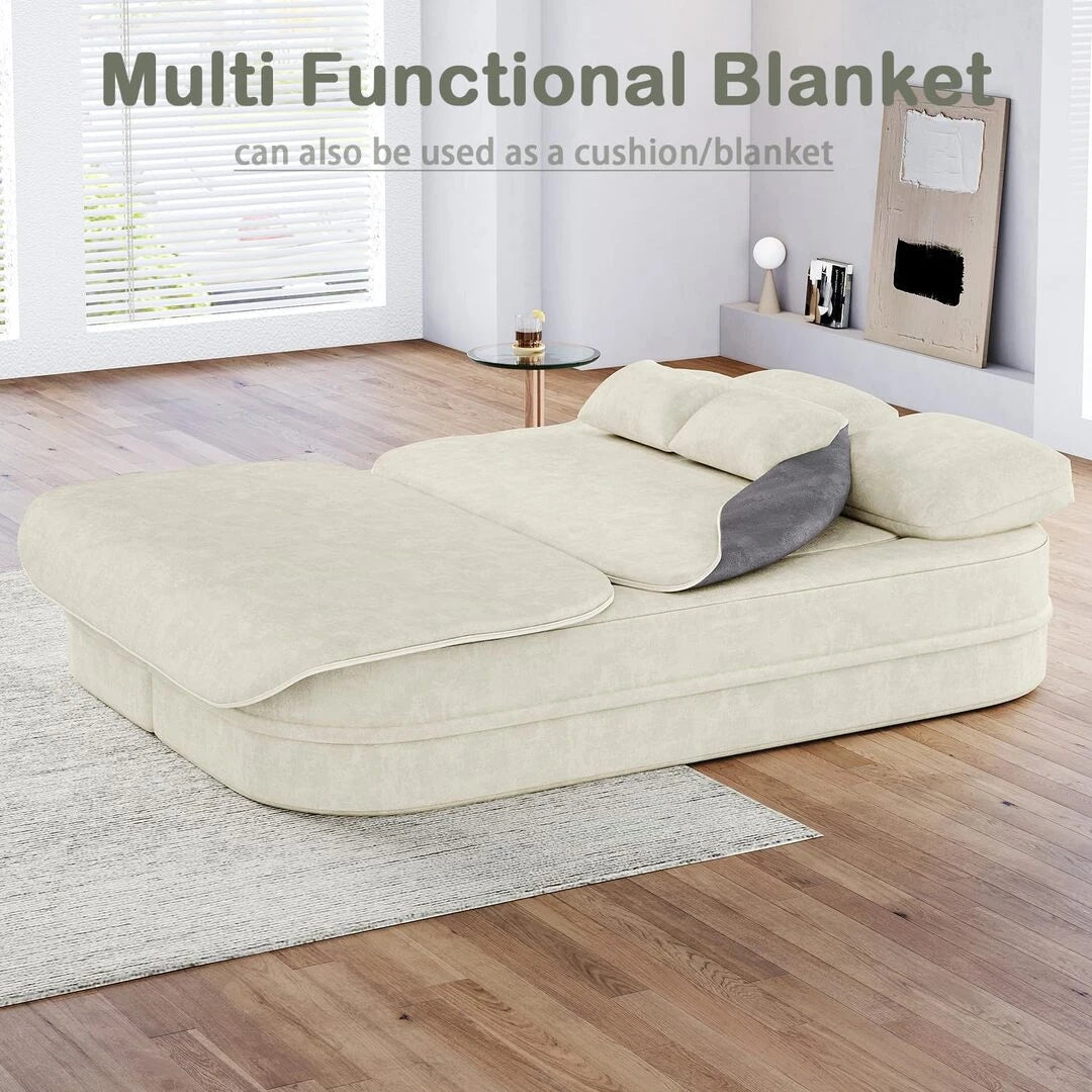 75" Full Size Folding Sofa Bed with Blanket