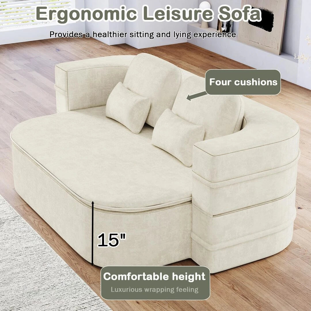 75" Full Size Folding Sofa Bed with Blanket