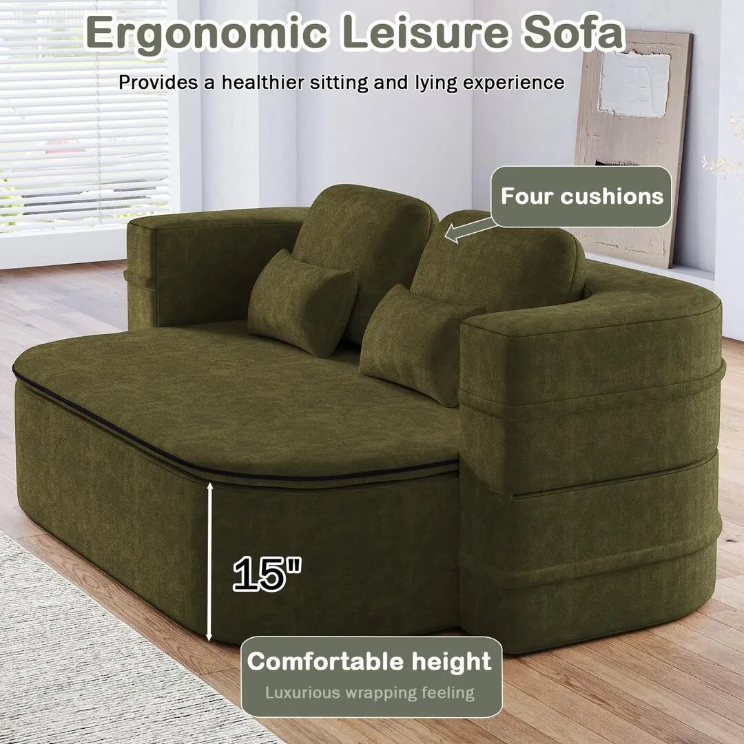 75" Full Size Folding Sofa Bed with Blanket