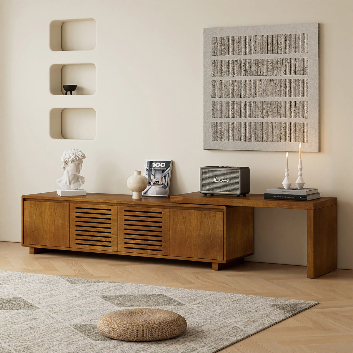 63" Mid-Century Modern Extendable TV Stand