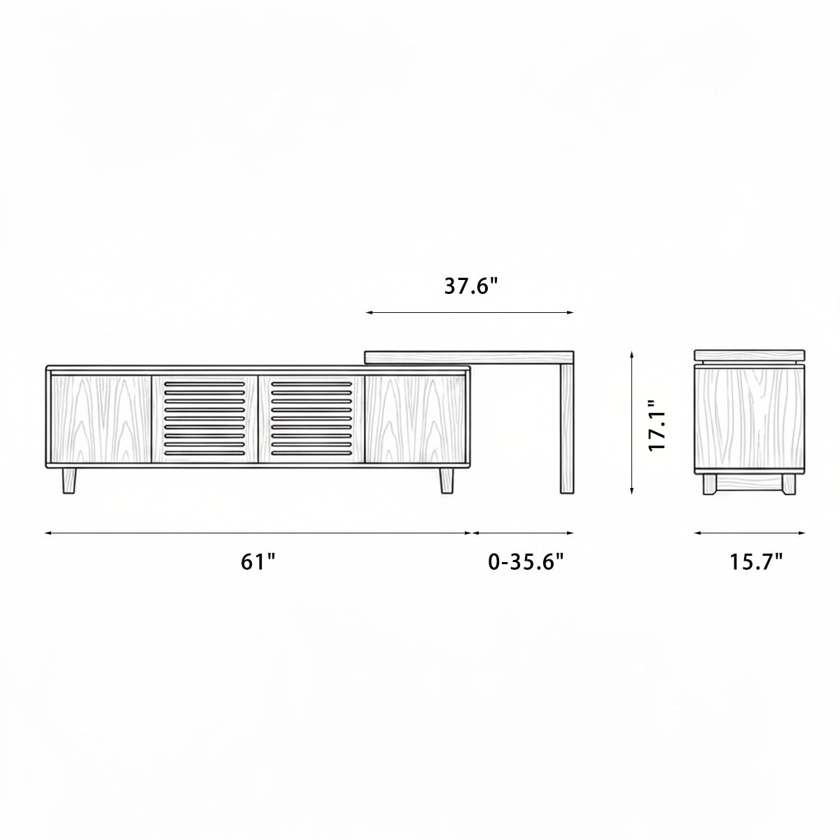63" Mid-Century Modern Extendable TV Stand