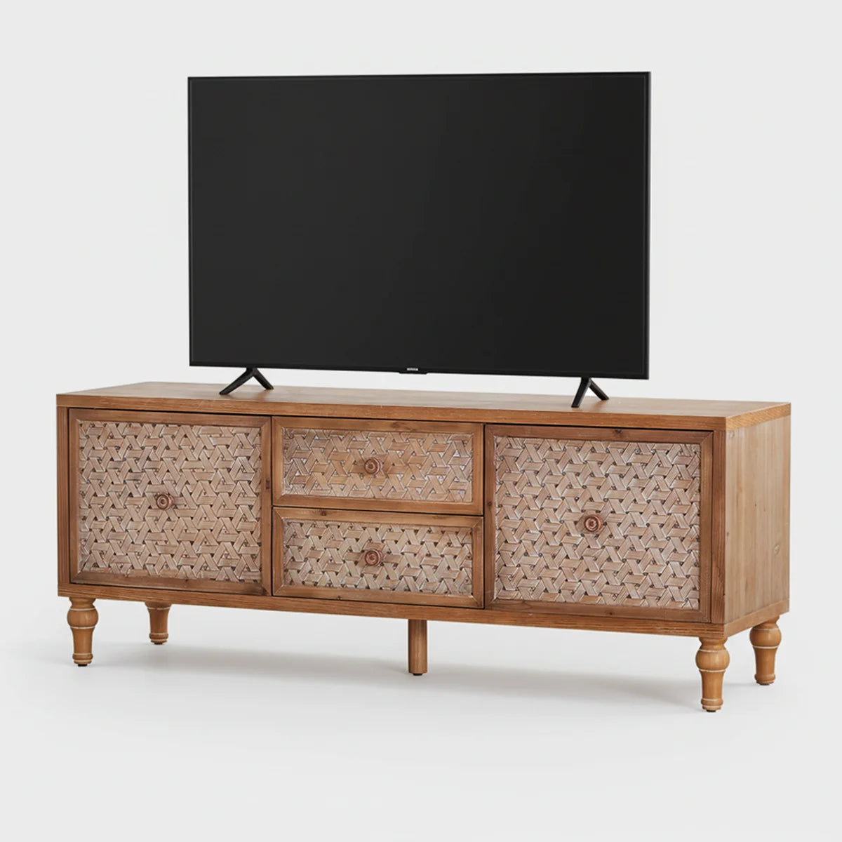 60" Wooden Woven TV Stand