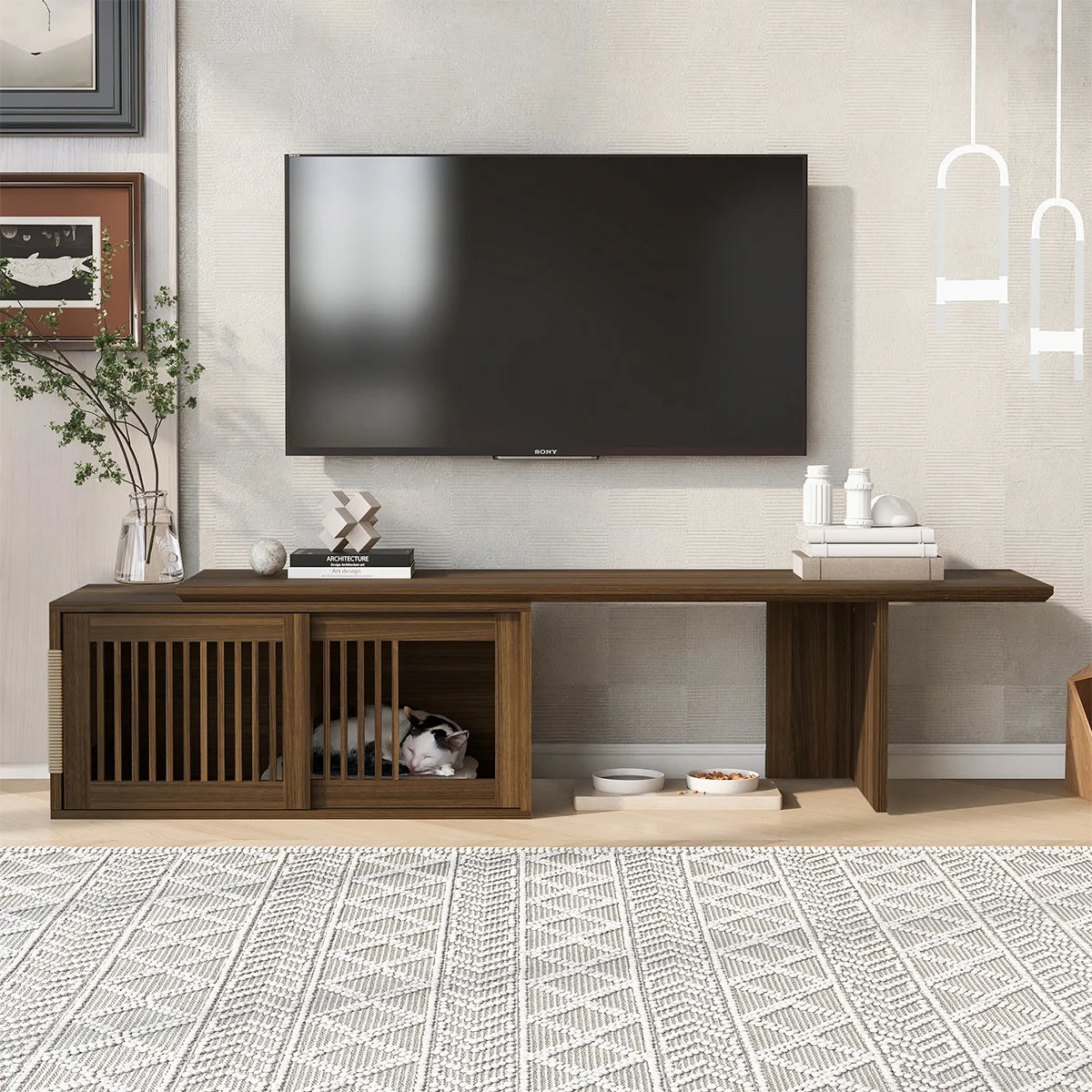 78" Extendable Walnut TV Stand