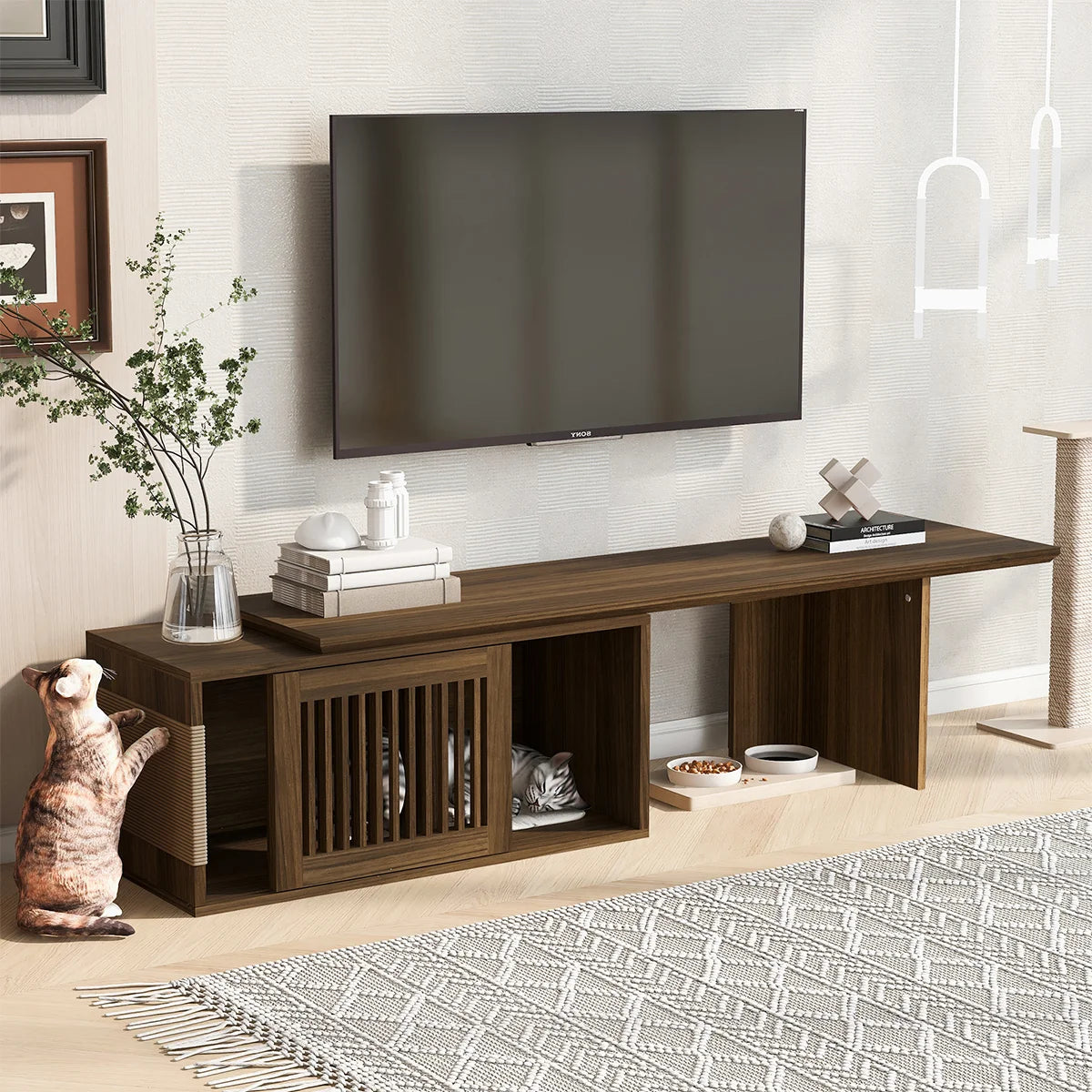78" Extendable Walnut TV Stand