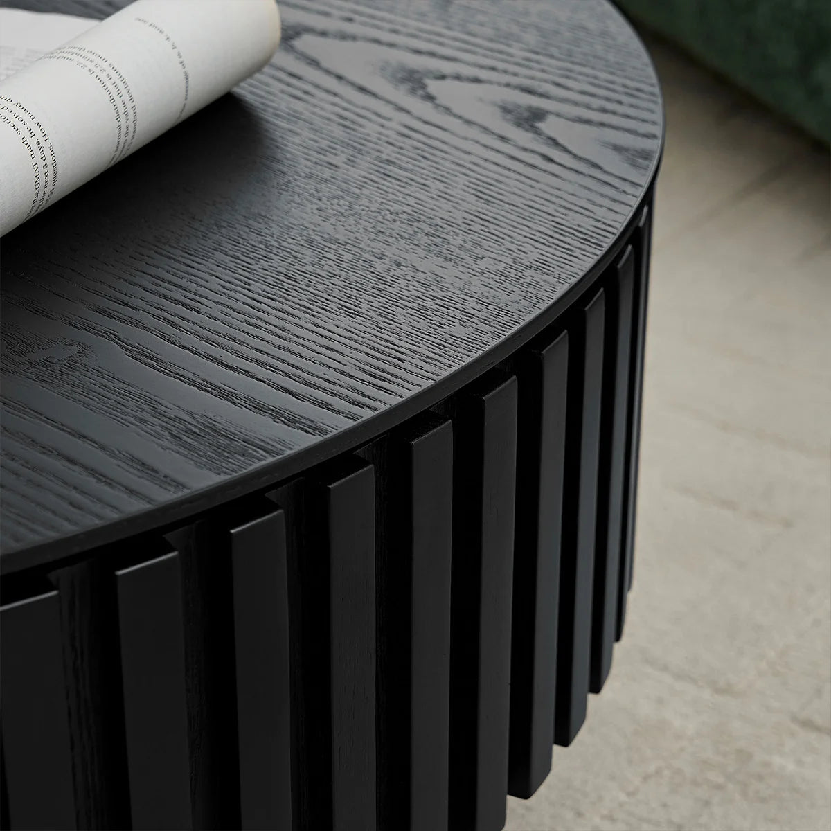 Black Fluted Wood Grain Coffee Table