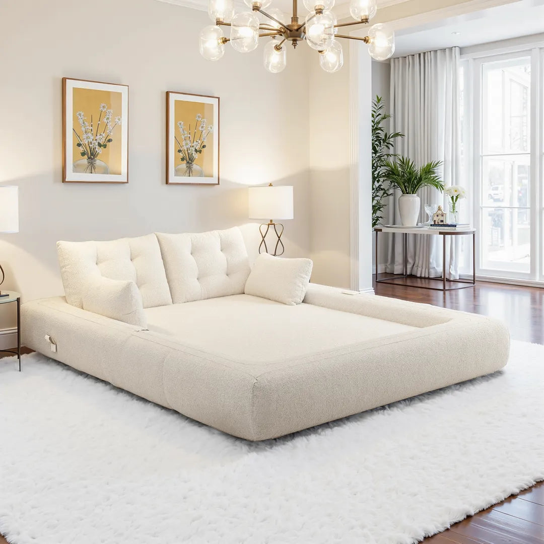 78.7" Folding Sleeper Sofa Bed Teddy Fabric