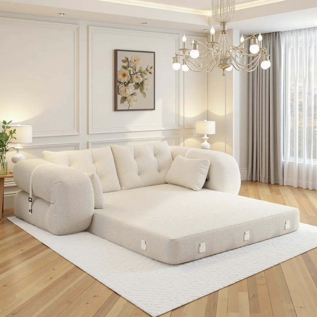 78.7" Folding Sleeper Sofa Bed Teddy Fabric