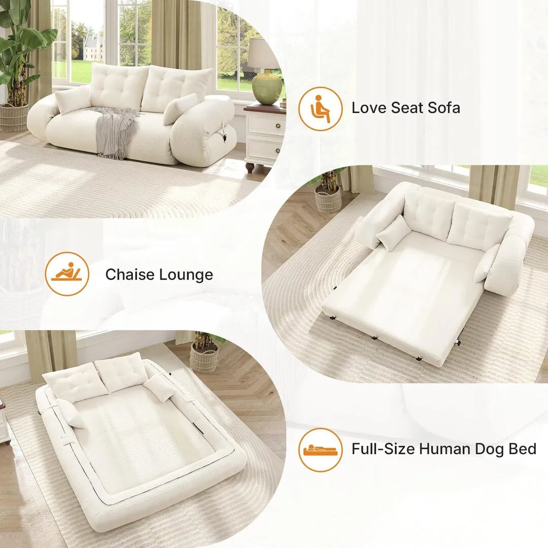 78.7" Folding Sleeper Sofa Bed Teddy Fabric