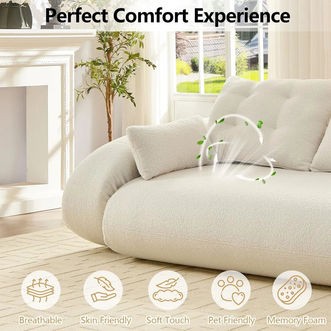78.7" Folding Sleeper Sofa Bed Teddy Fabric