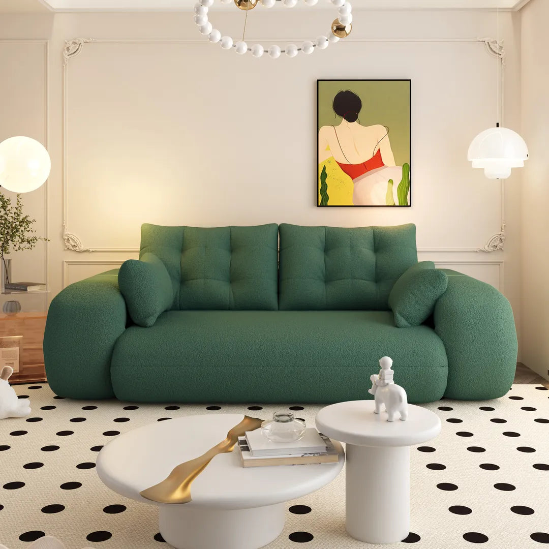 78.7" Folding Sleeper Sofa Bed Teddy Fabric