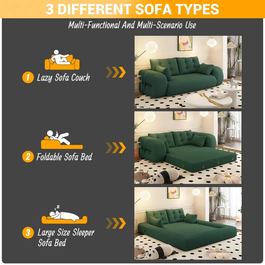 78.7" Folding Sleeper Sofa Bed Teddy Fabric