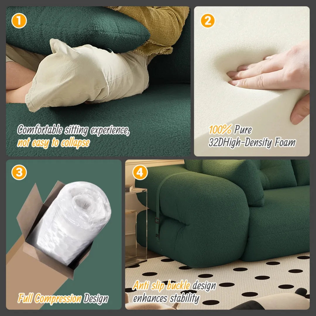 78.7" Folding Sleeper Sofa Bed Teddy Fabric