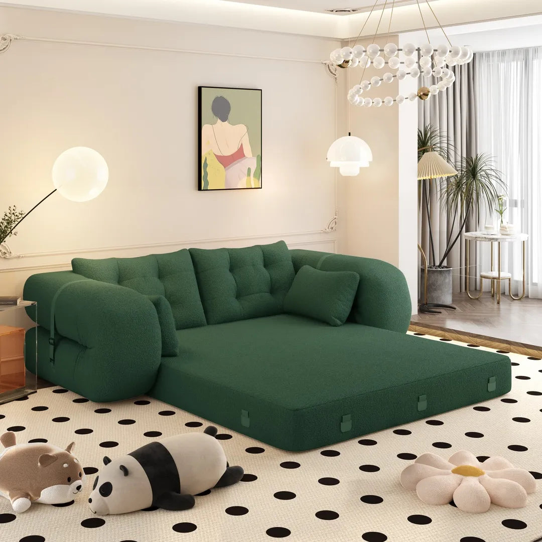 78.7" Folding Sleeper Sofa Bed Teddy Fabric