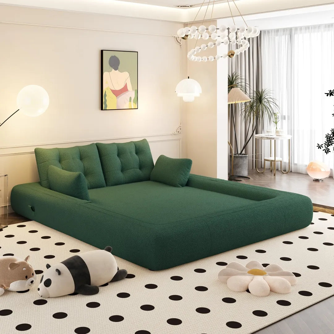 78.7" Folding Sleeper Sofa Bed Teddy Fabric