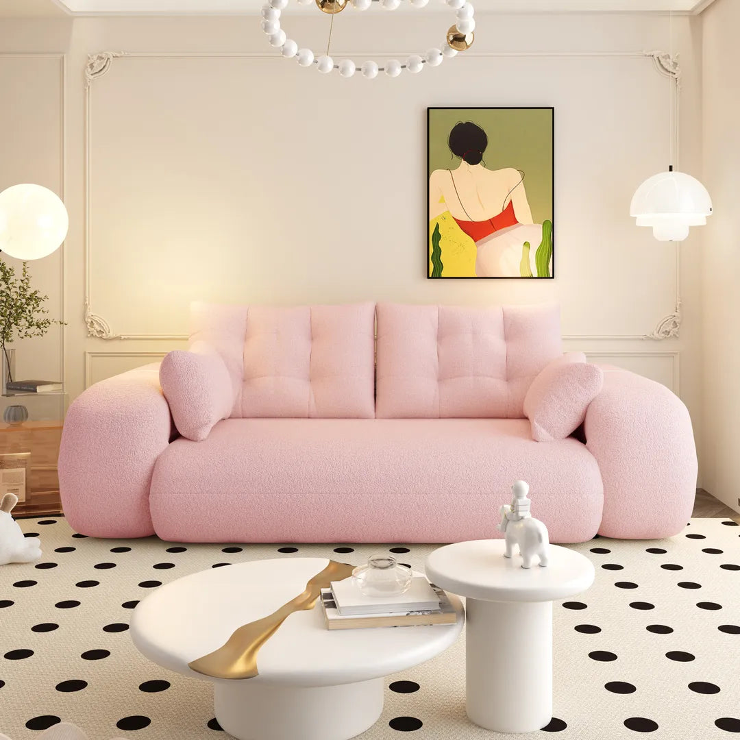 78.7" Folding Sleeper Sofa Bed Teddy Fabric