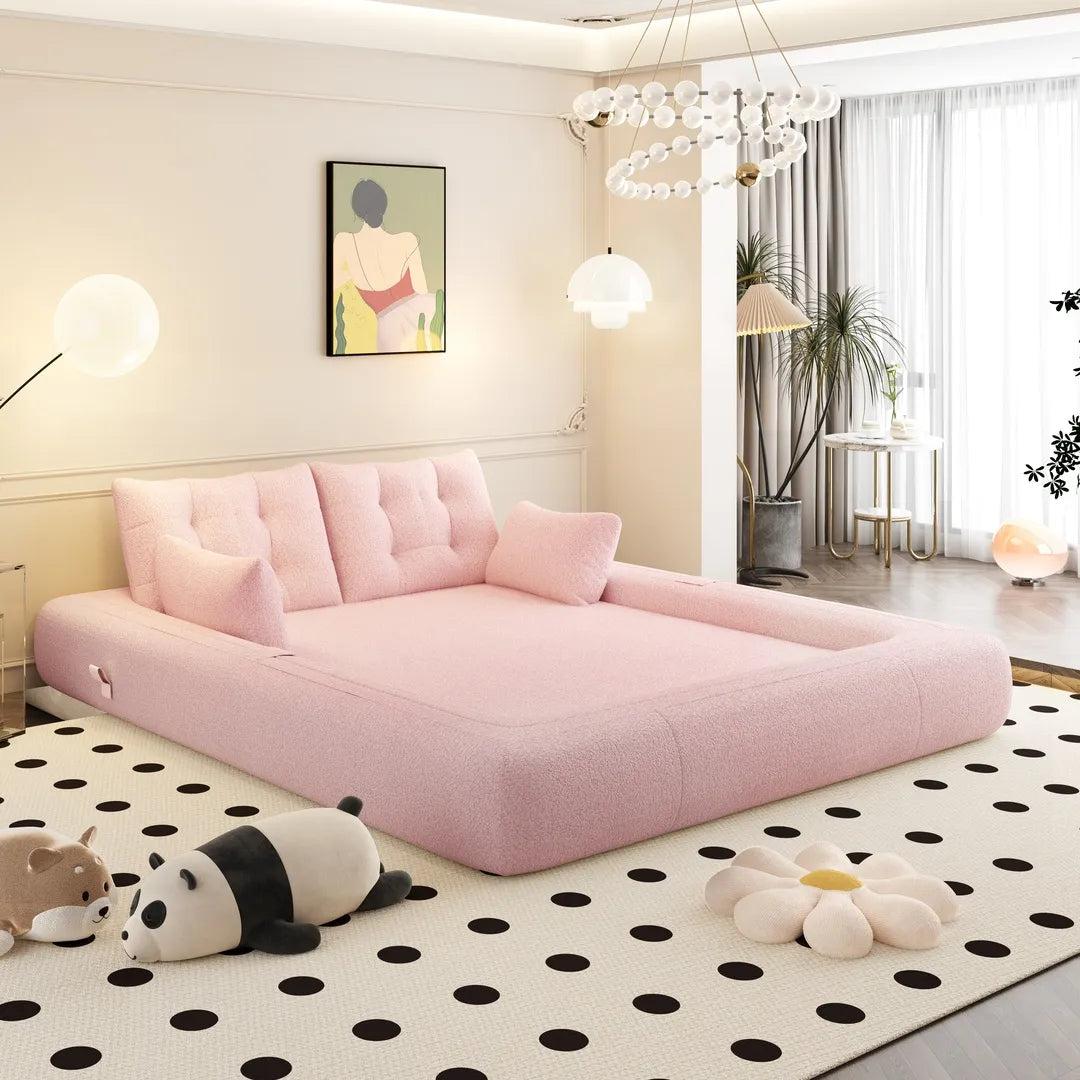 78.7" Folding Sleeper Sofa Bed Teddy Fabric