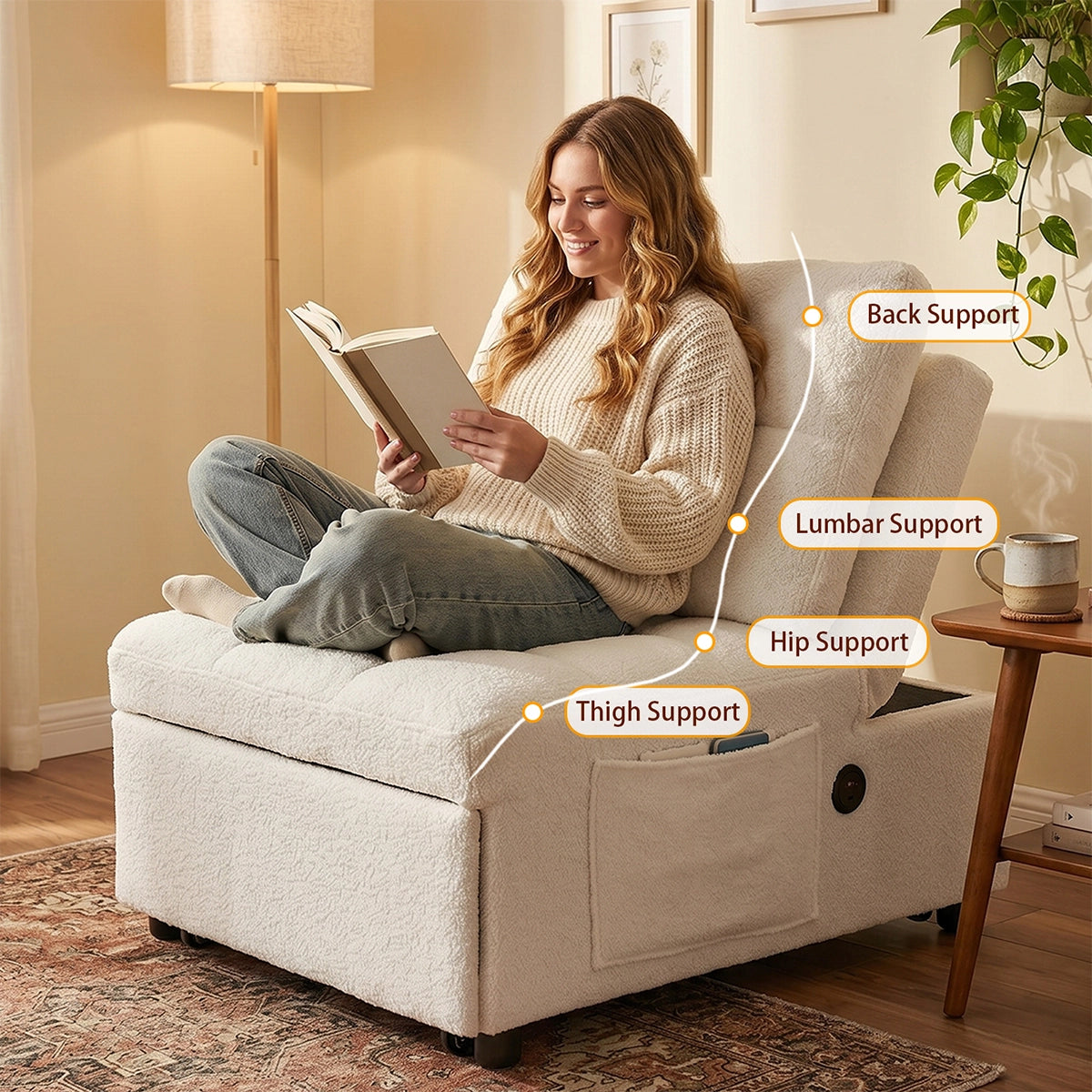 Single sofa bed without armrests