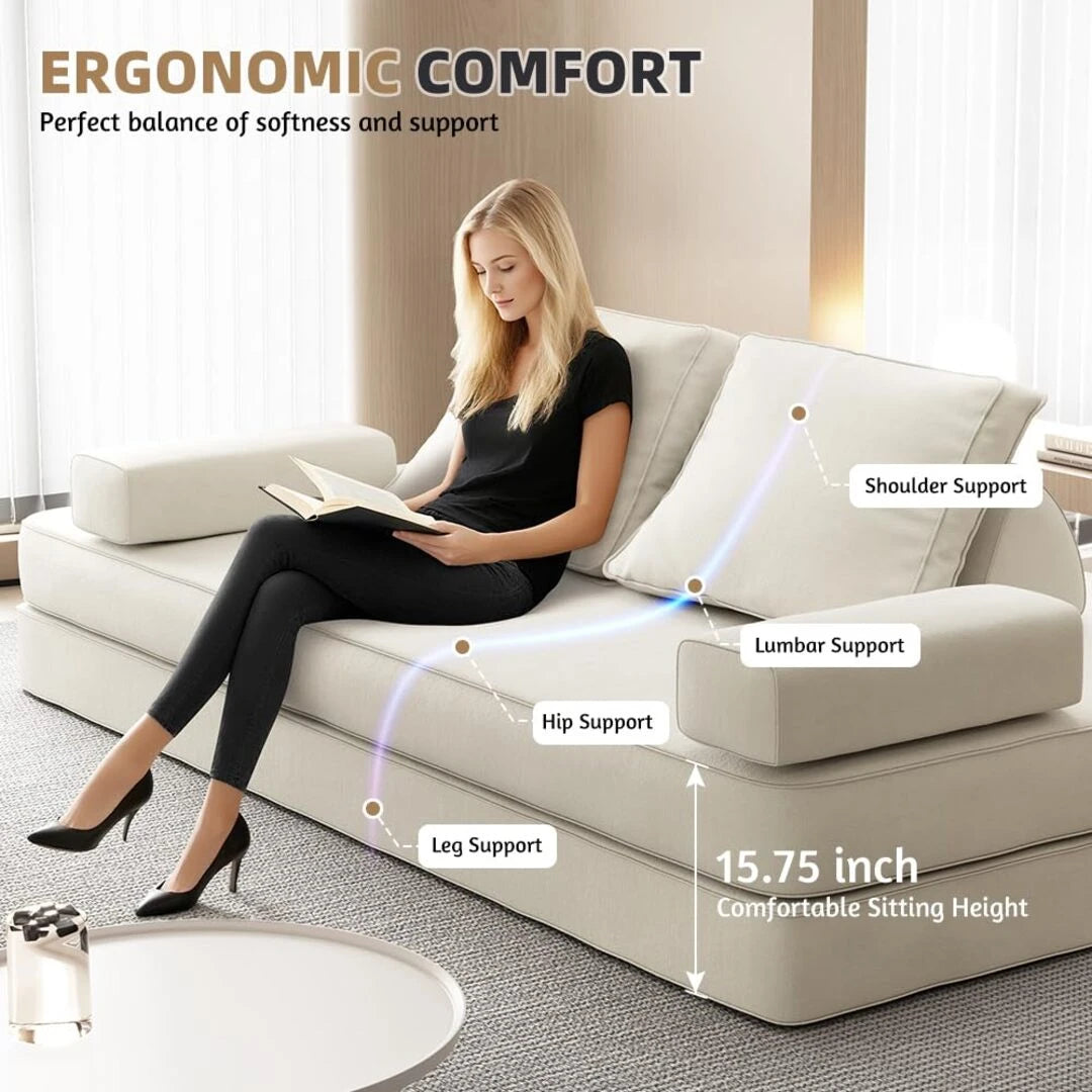 Oversize Floor Sofa Bed with Adjustable Backrests