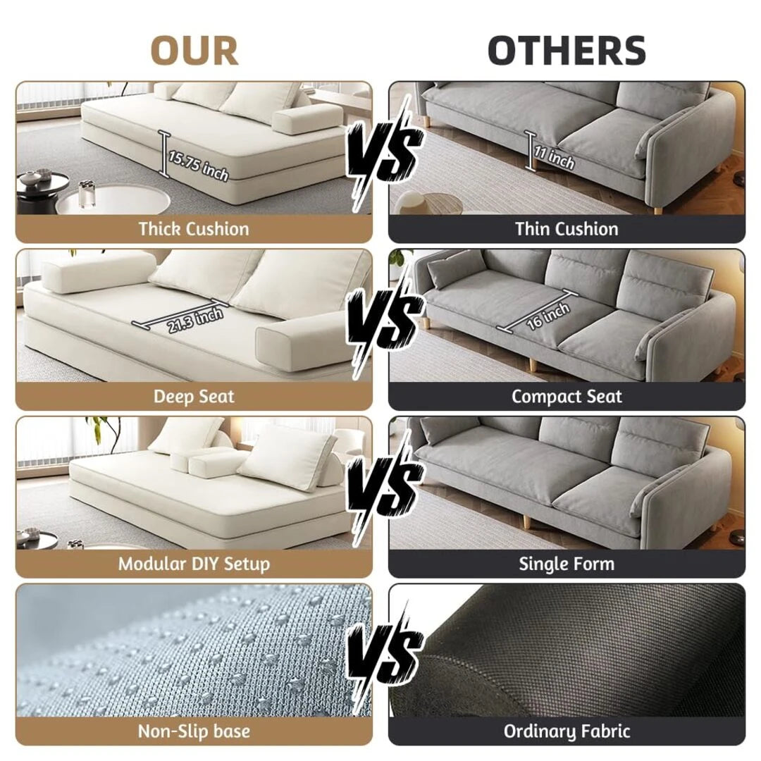 Oversize Floor Sofa Bed with Adjustable Backrests