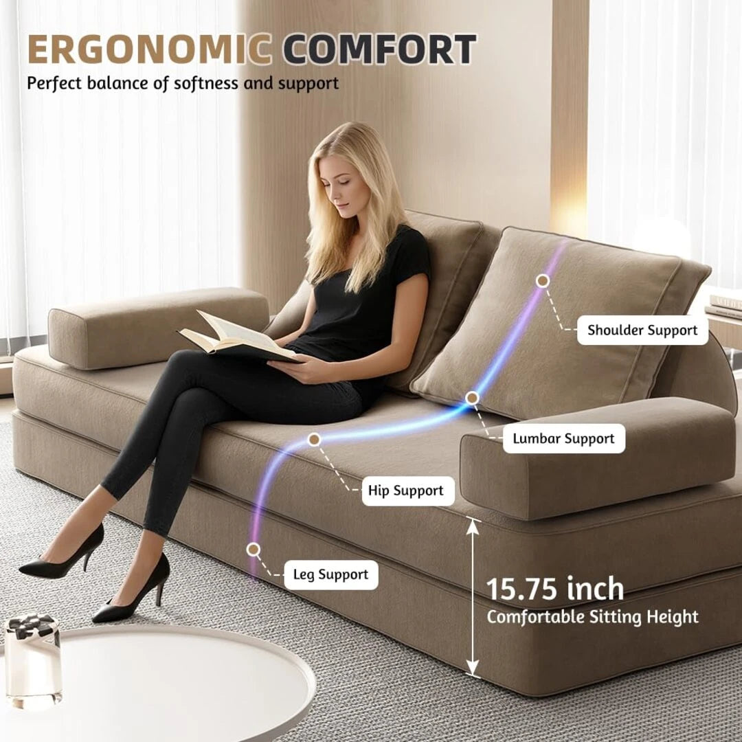 Oversize Floor Sofa Bed with Adjustable Backrests