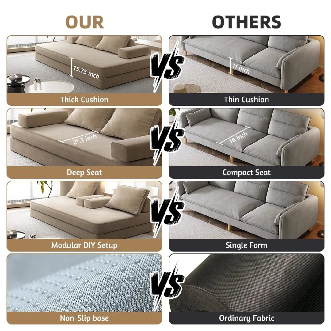 Oversize Floor Sofa Bed with Adjustable Backrests