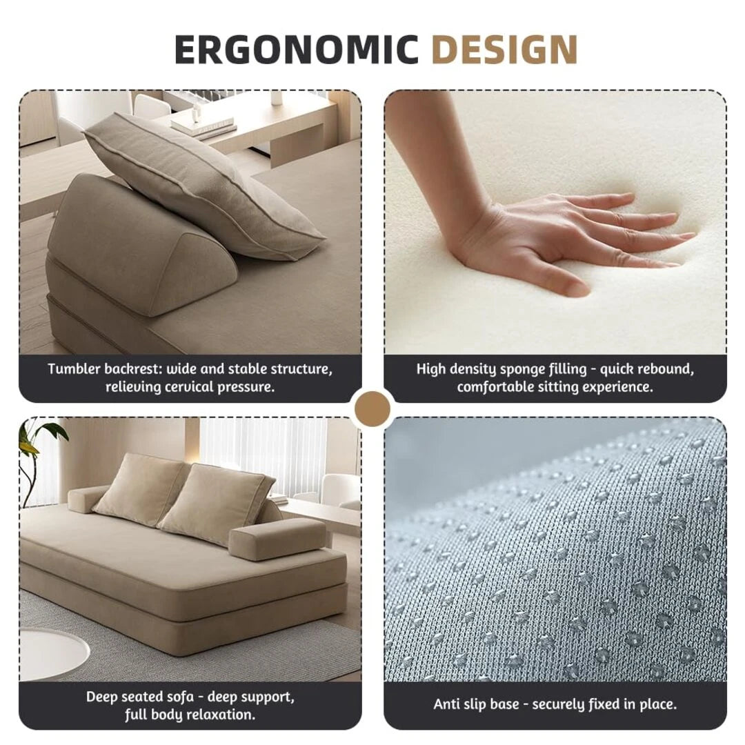 Oversize Floor Sofa Bed with Adjustable Backrests