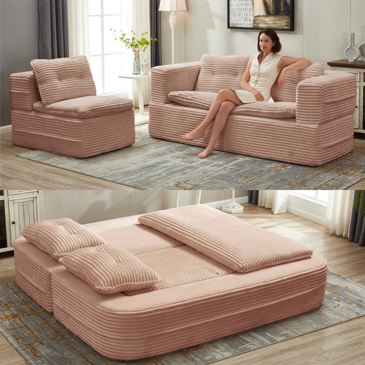 Sofa Bed with Chaise Lounge