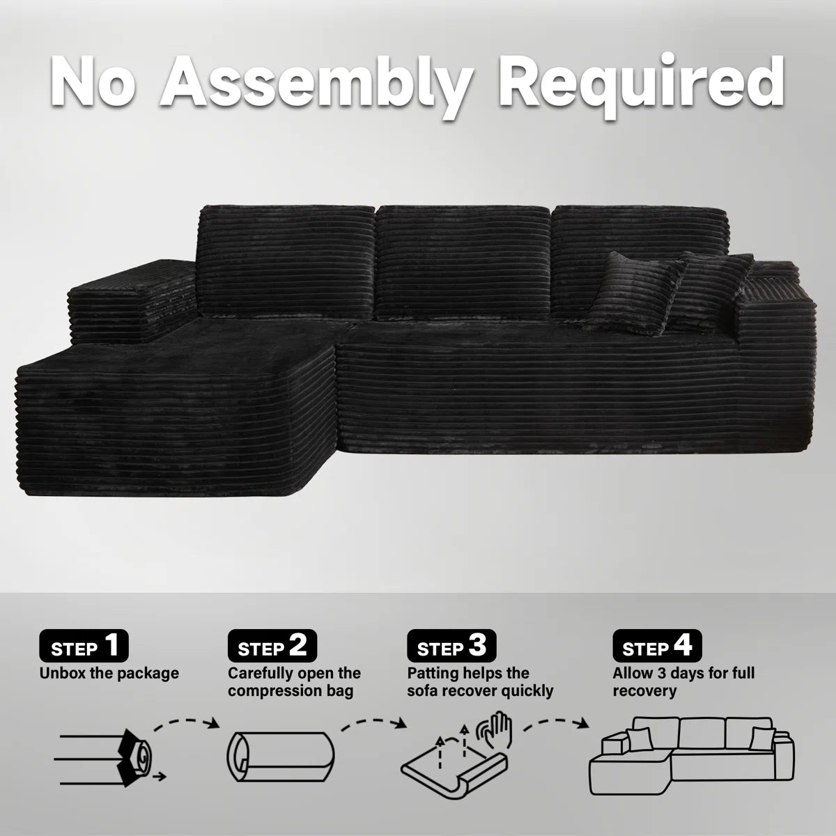 105" Modern L Shaped Cloud Couch