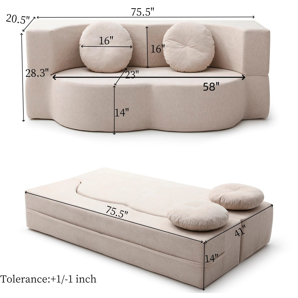 Folding Sofa Bed with Pillow