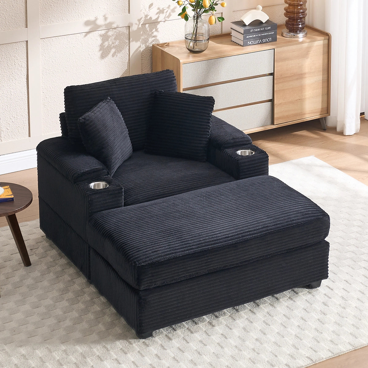 Oversized Chaise Chair Indoor with Ottoman