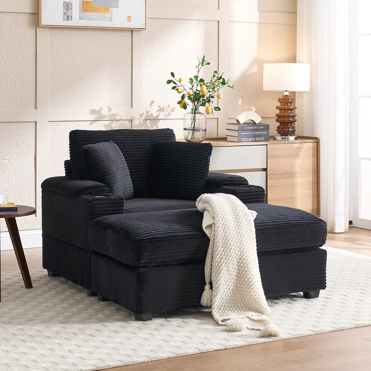 Oversized Chaise Chair Indoor with Ottoman