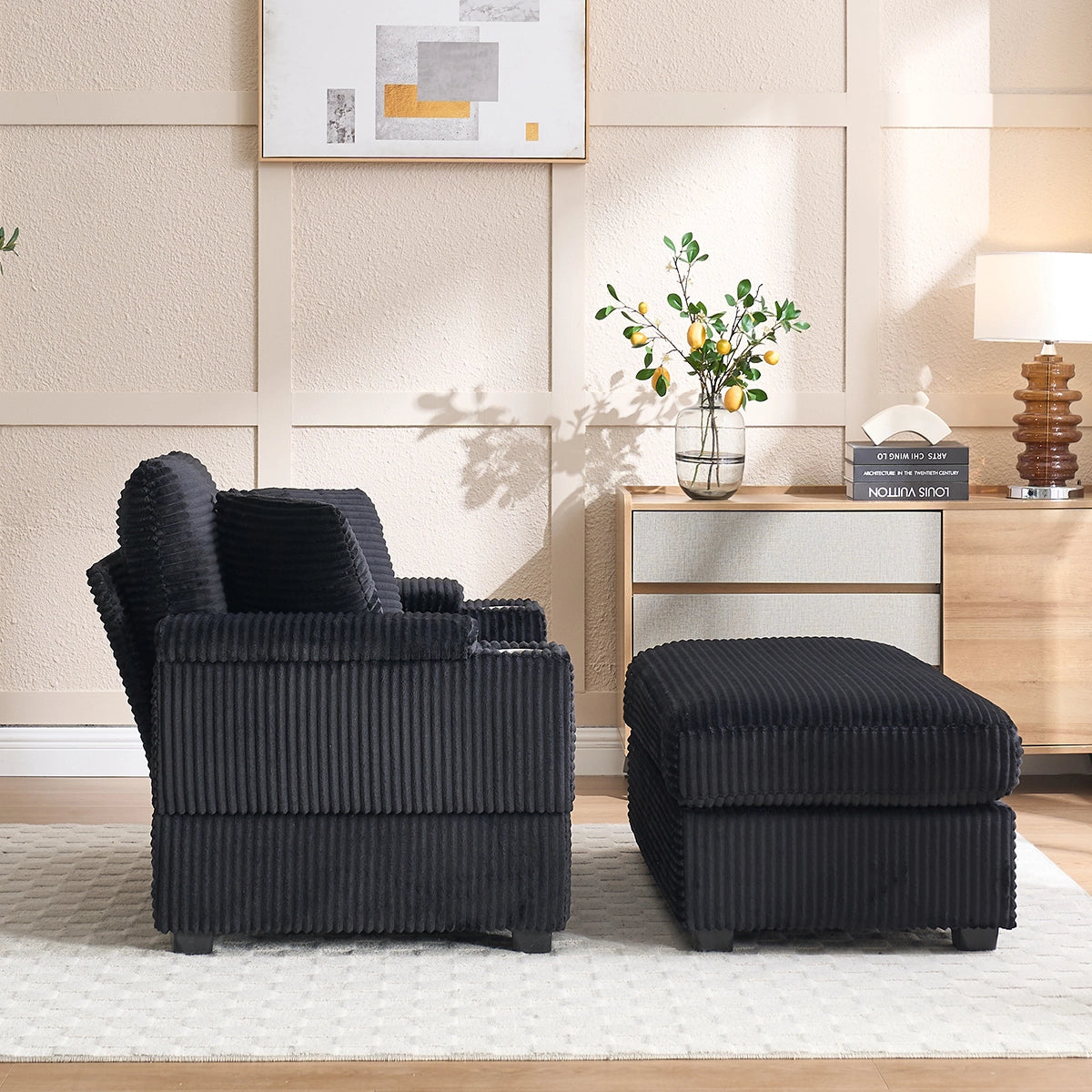 Oversized Chaise Chair Indoor with Ottoman