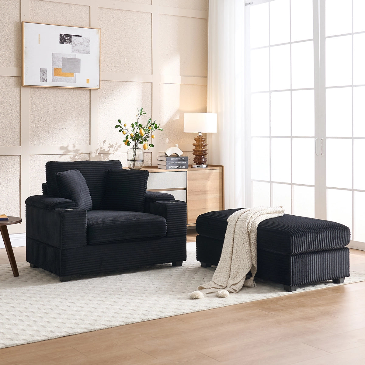 Oversized Chaise Chair Indoor with Ottoman
