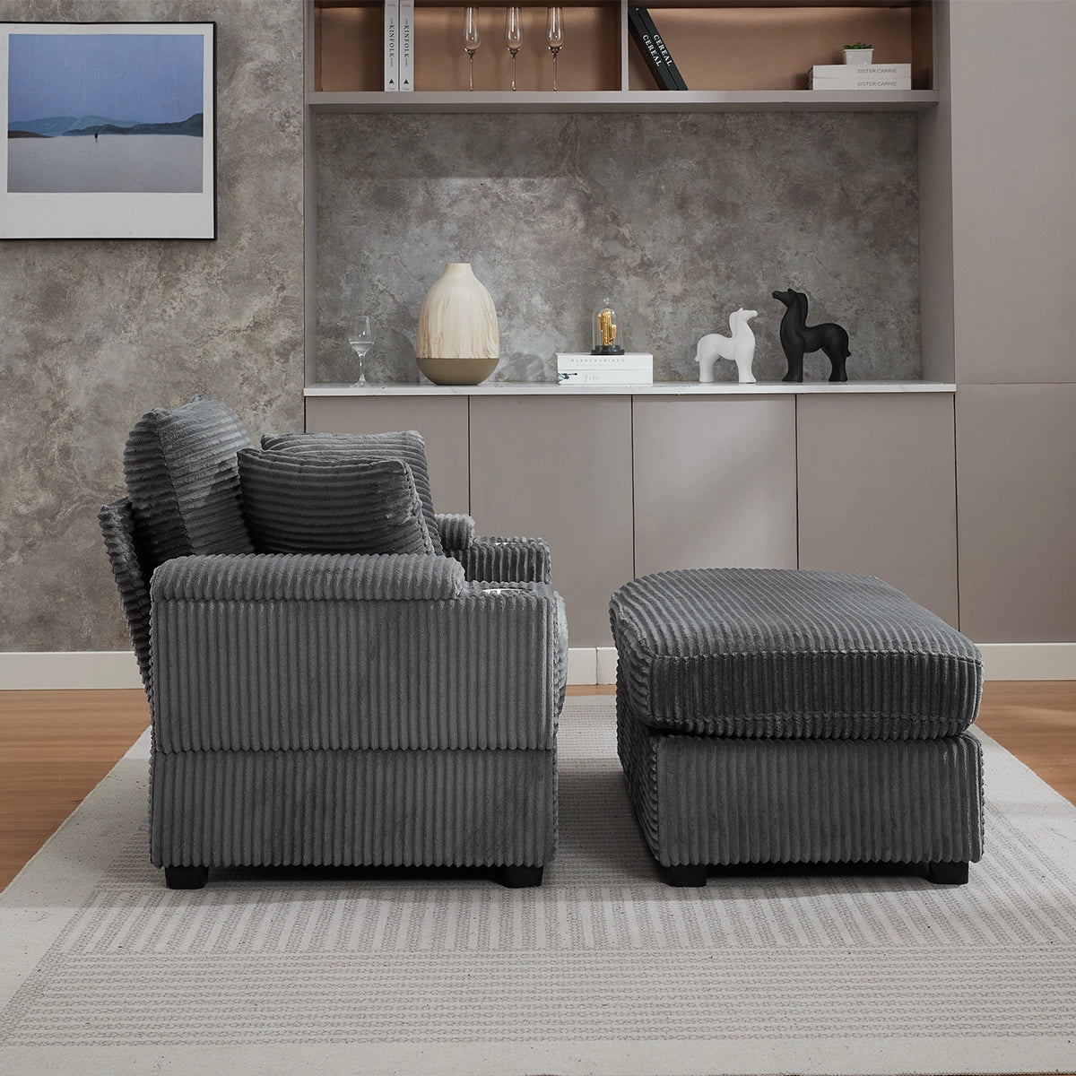 Oversized Chaise Chair Indoor with Ottoman