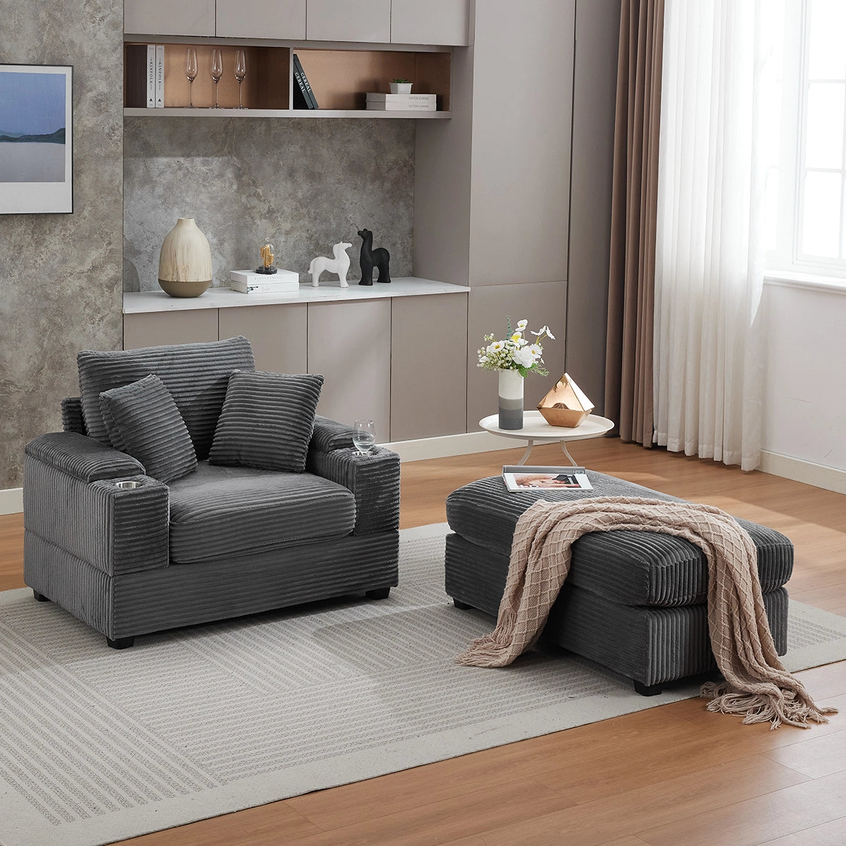 Oversized Chaise Chair Indoor with Ottoman